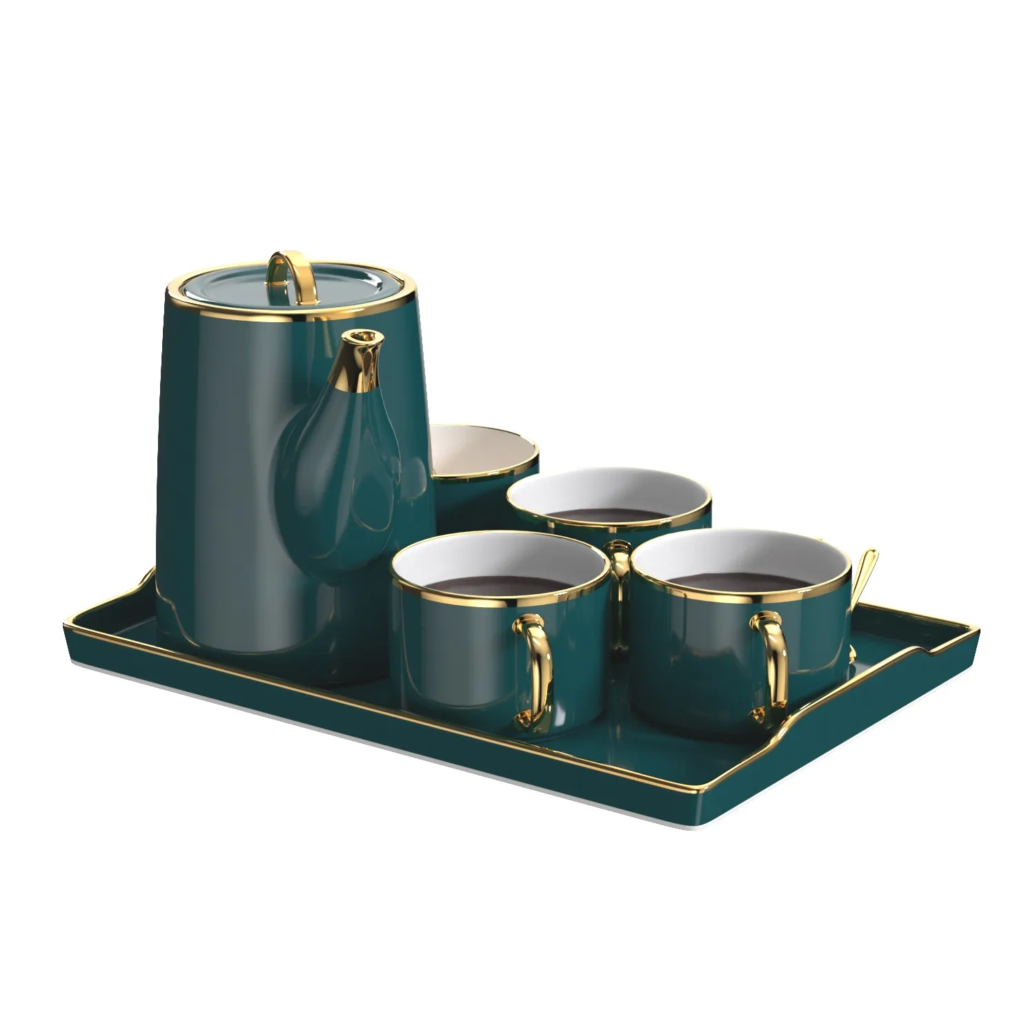 Coffee Moka Pot Luxury Ceramic Coffee Cup Set PBR 3D Model_06