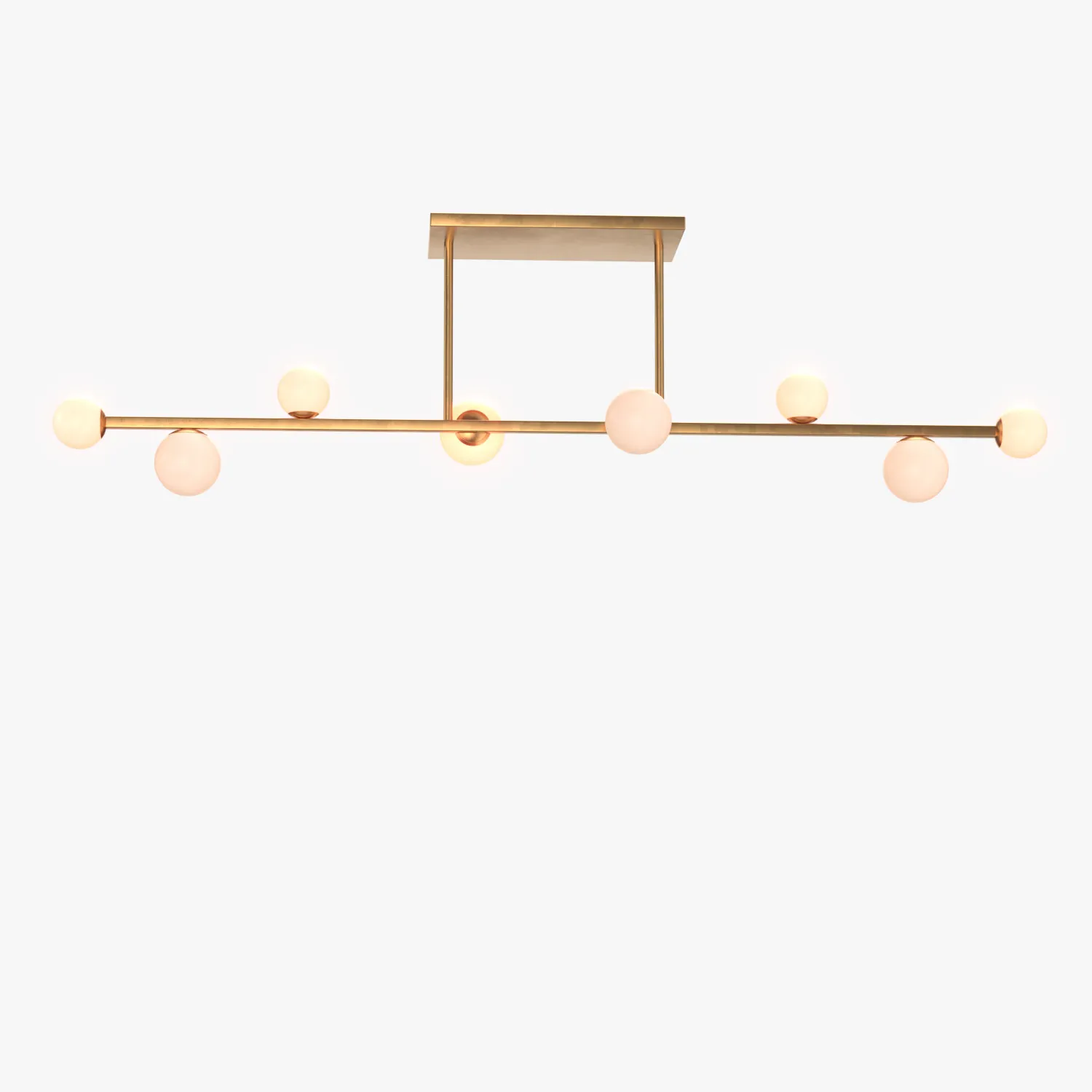 8 Lights Globe Linear Chandelier Light Fixture PBR 3D Model_06