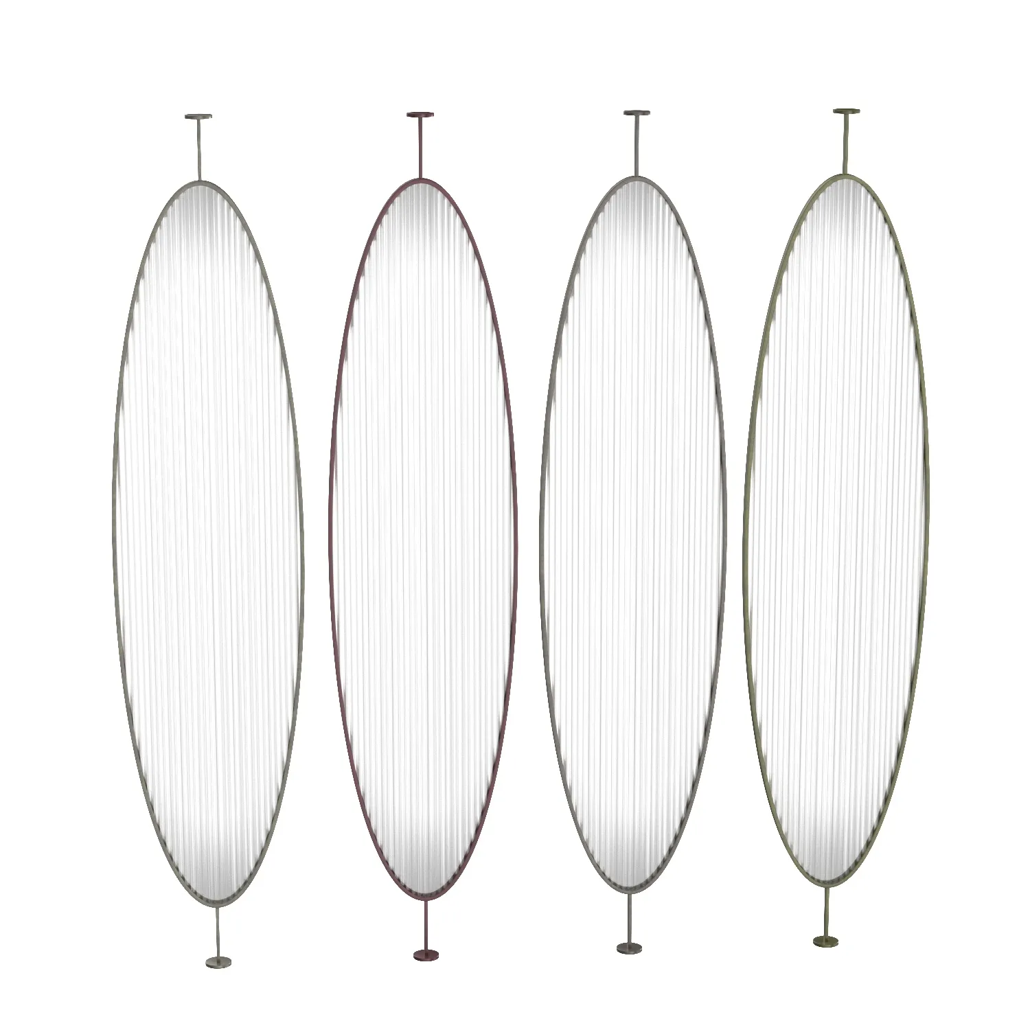 Bowling lane pony wall custom metal oval PBR 3D Model_04