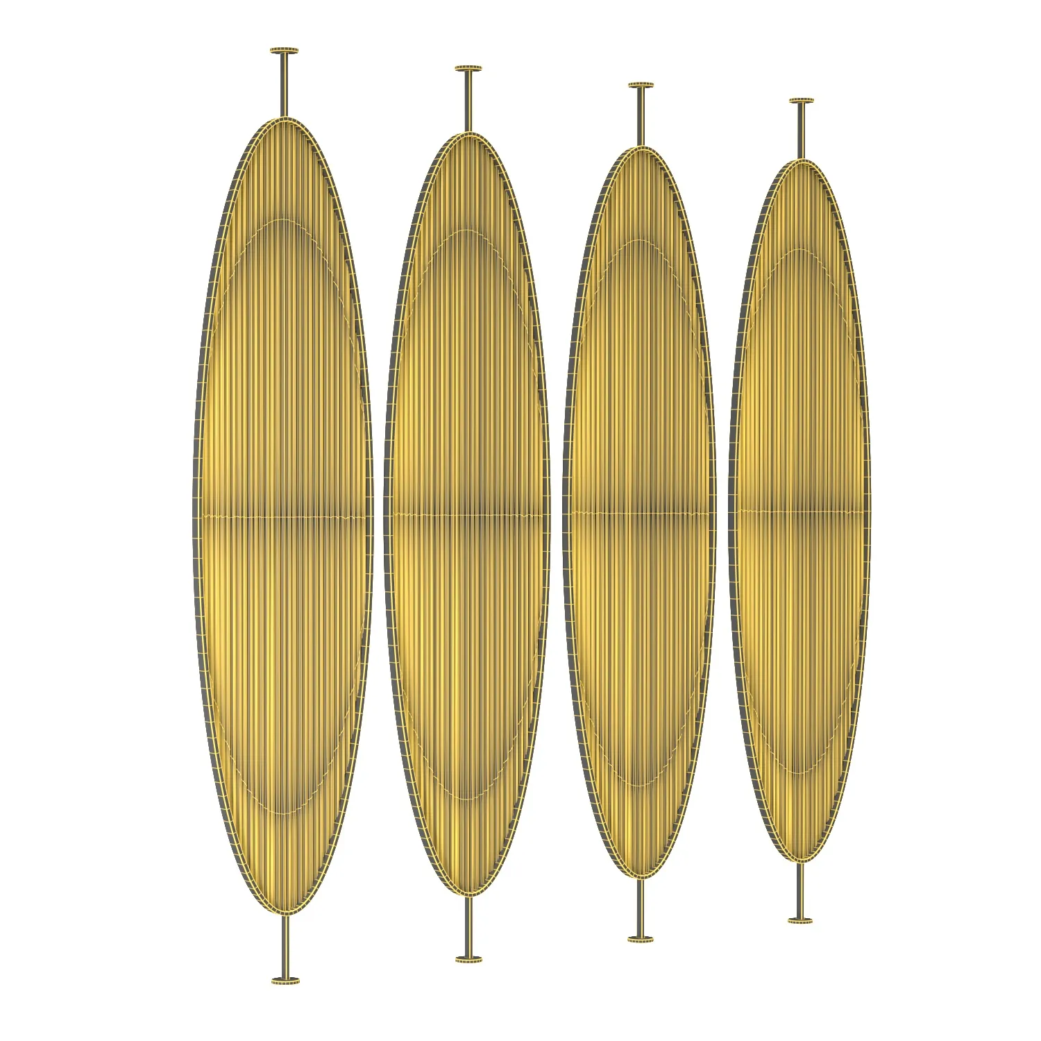 Bowling lane pony wall custom metal oval PBR 3D Model_07