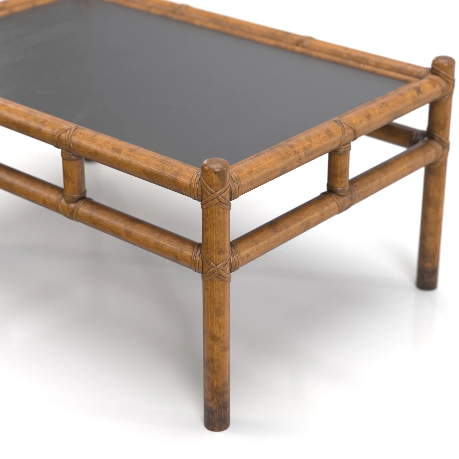 McGuire Style Low Rattan Coffee Cocktail Table PBR 3D Model_05