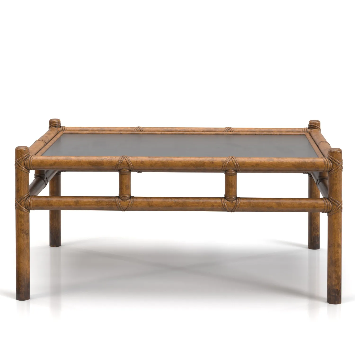 McGuire Style Low Rattan Coffee Cocktail Table PBR 3D Model_06