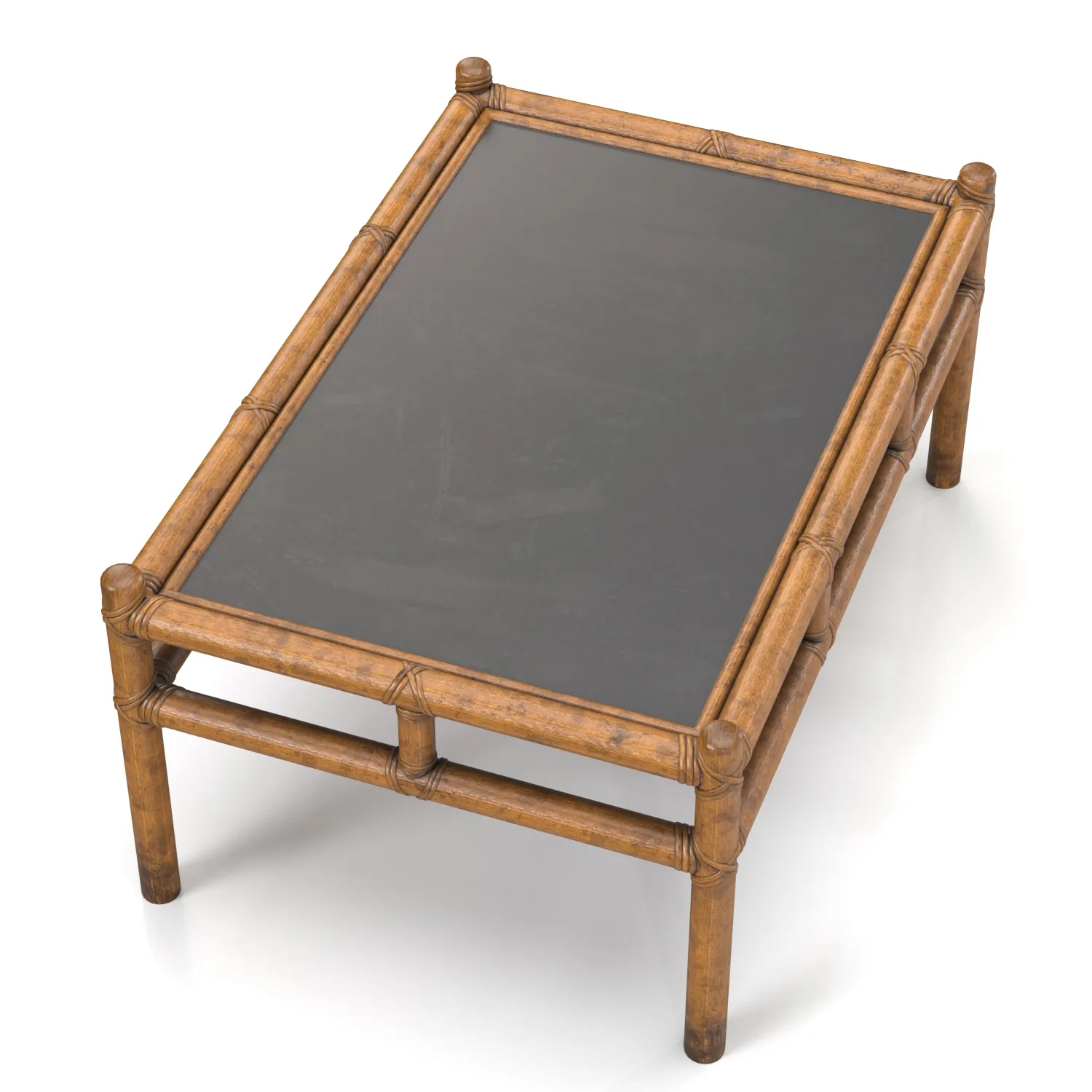 McGuire Style Low Rattan Coffee Cocktail Table PBR 3D Model_04