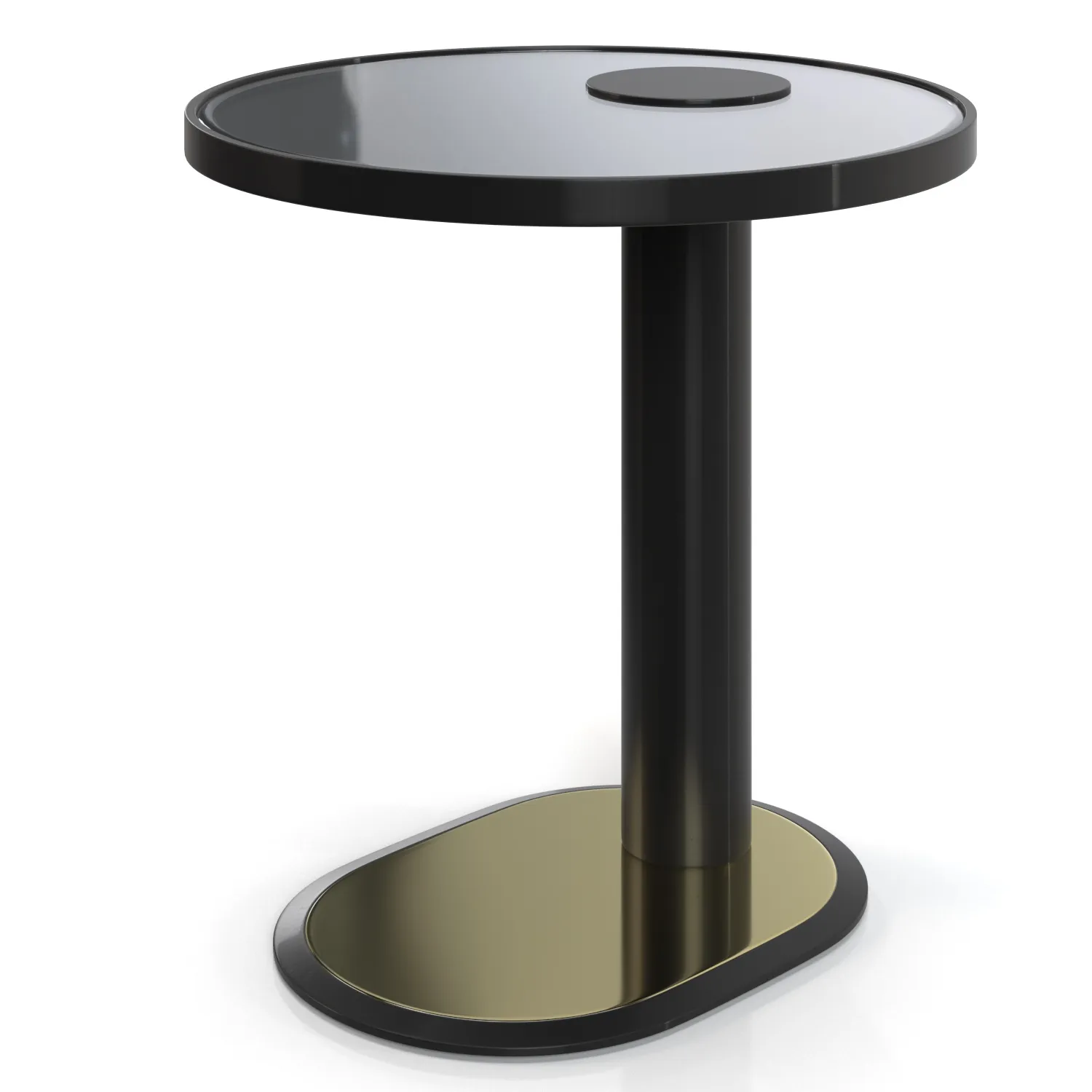 Metal Base And Top Laminated Glass Side Table 3D Model_01