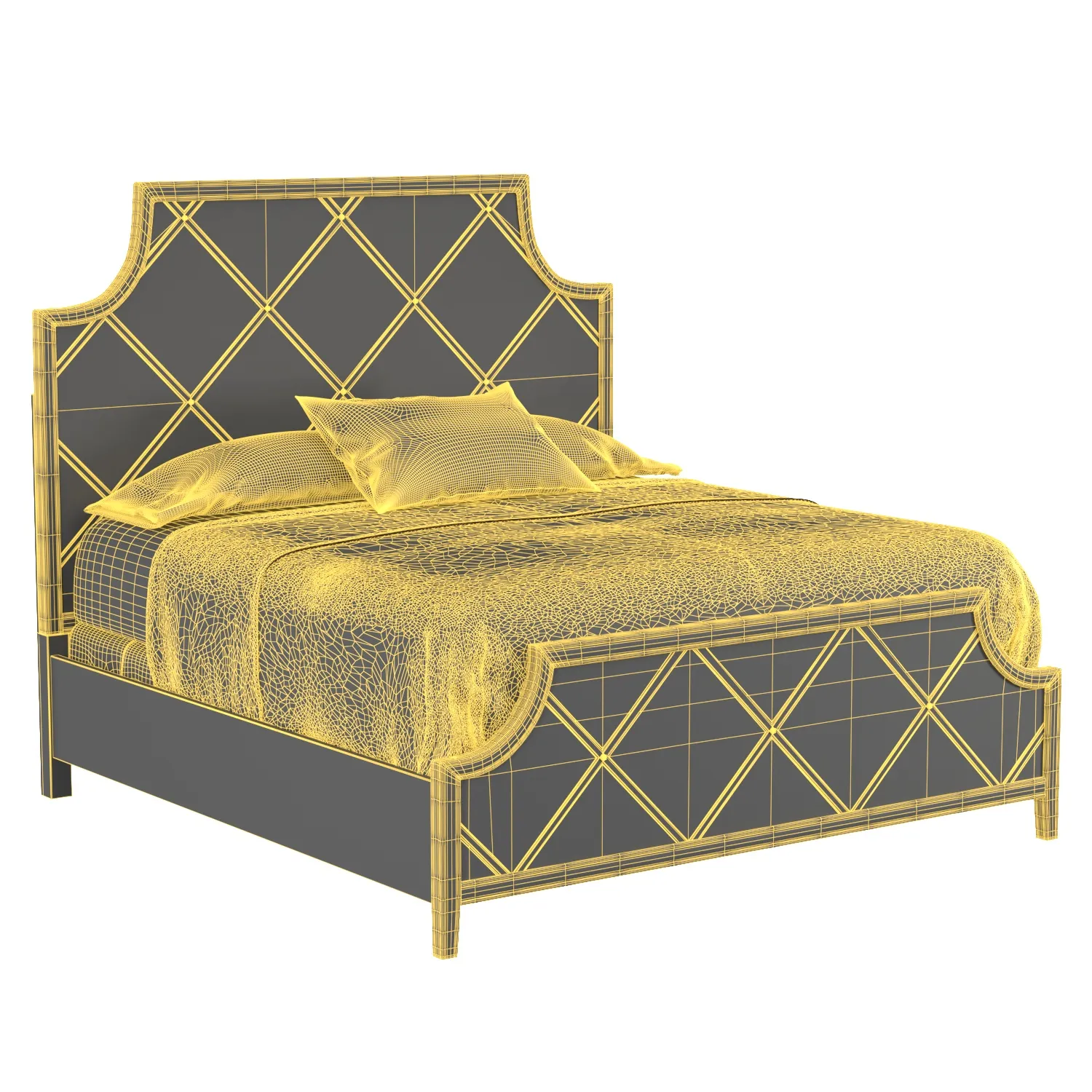 Sanctuary Diamont King Panel Bed PBR 3D Model_07