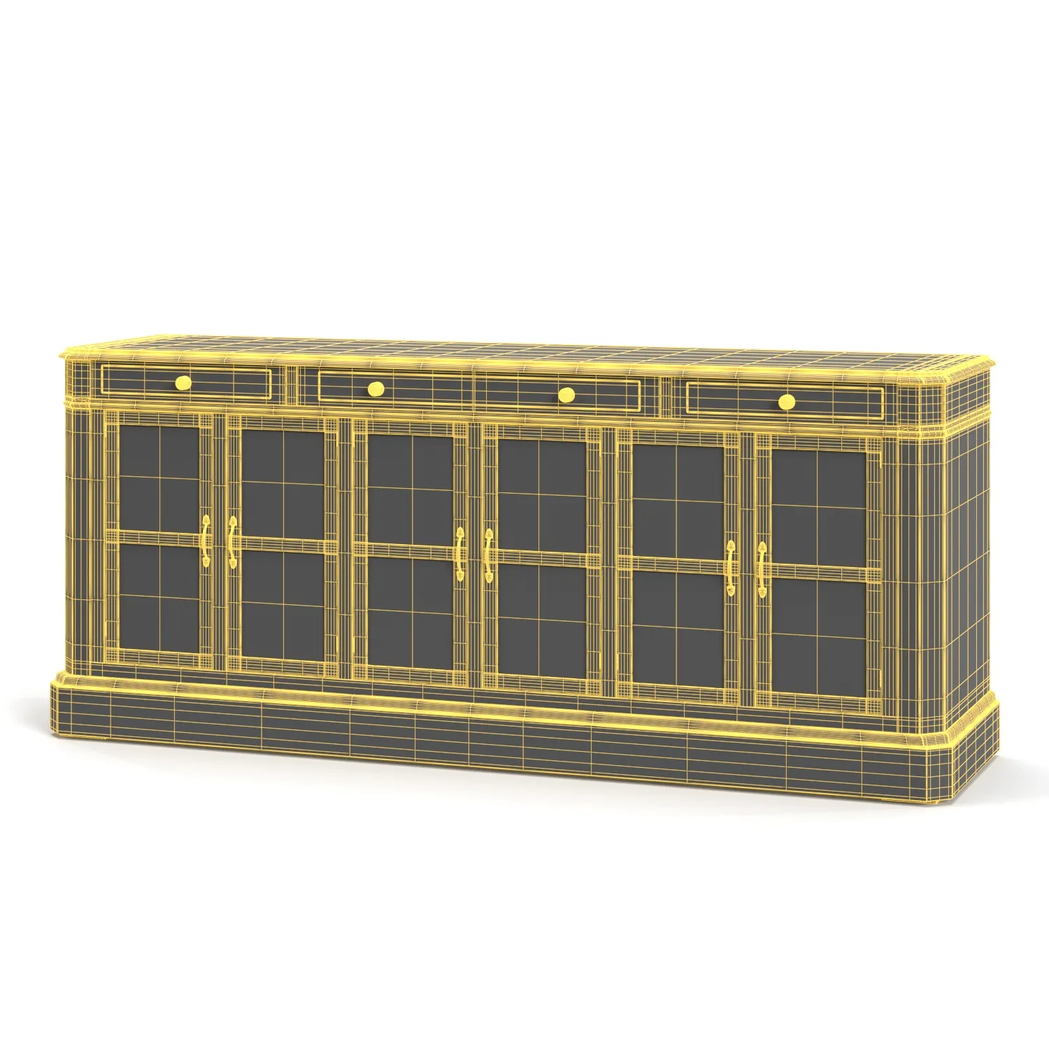 Solid Sheesham Wood Sideboard PBR 3D Model_07