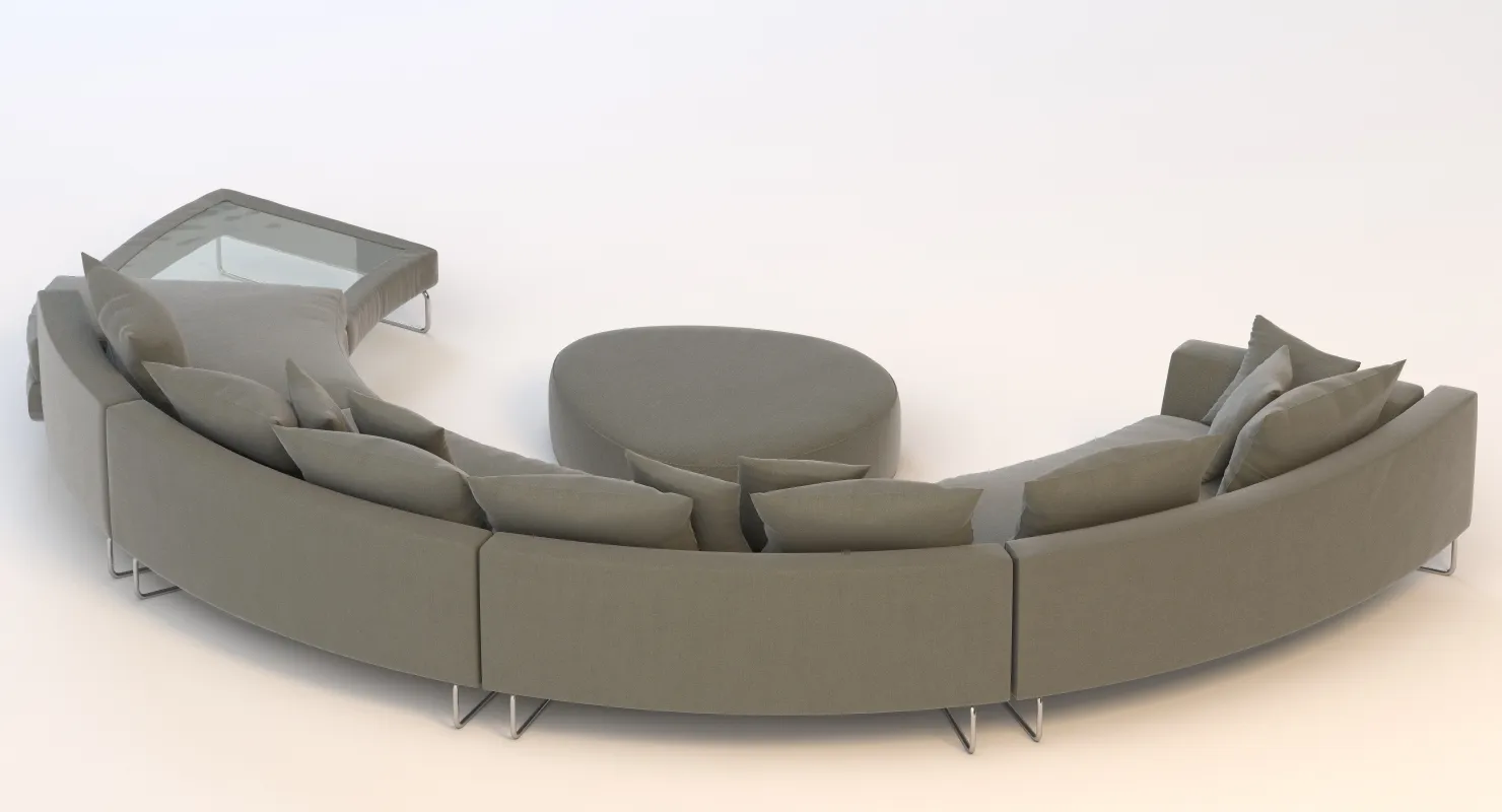 Half Moon Curved Sectional Sofa Fabric 3D Model_06