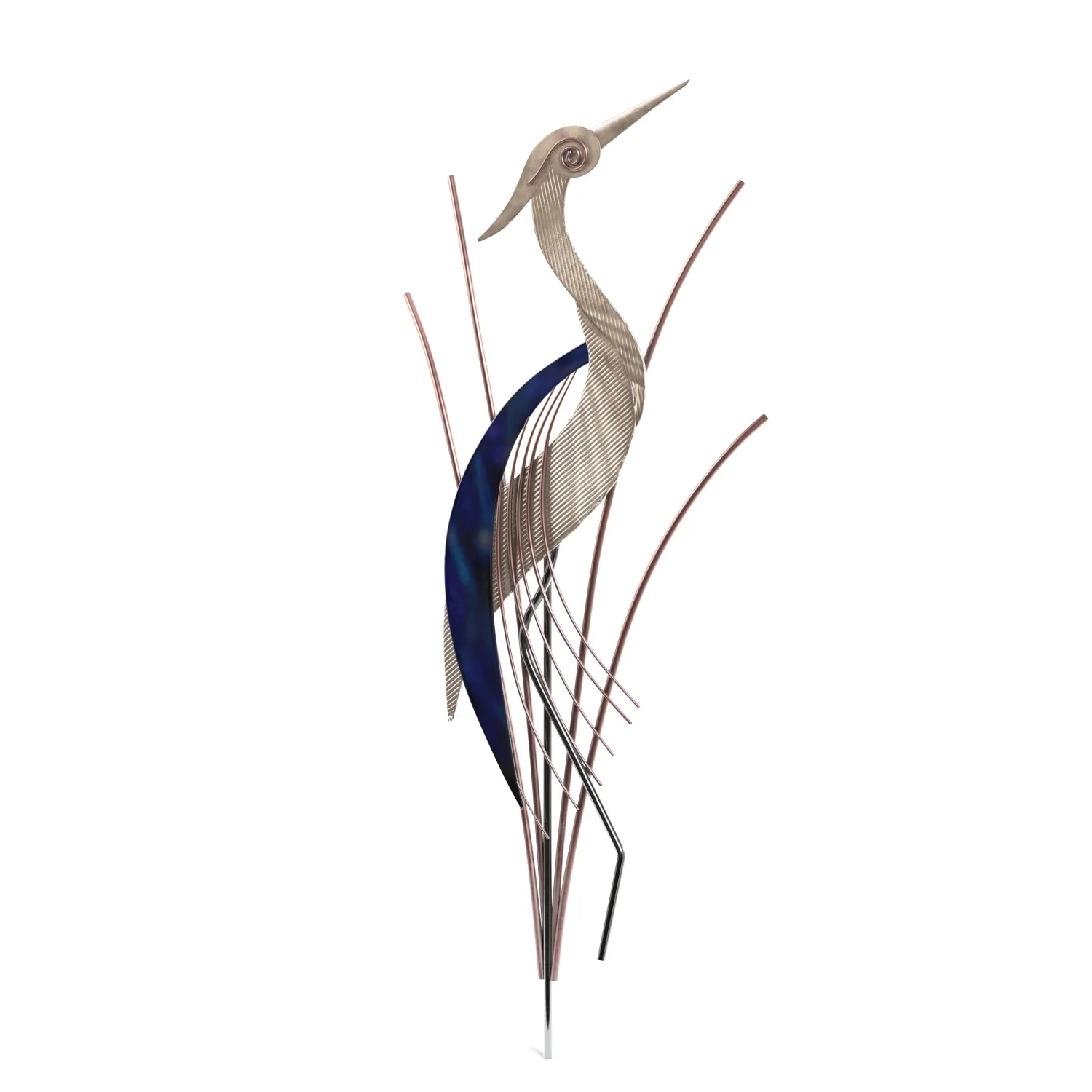 Heron Bird With Head Raised 38 Inch High Metal Wall Art PBR 3D Model_06