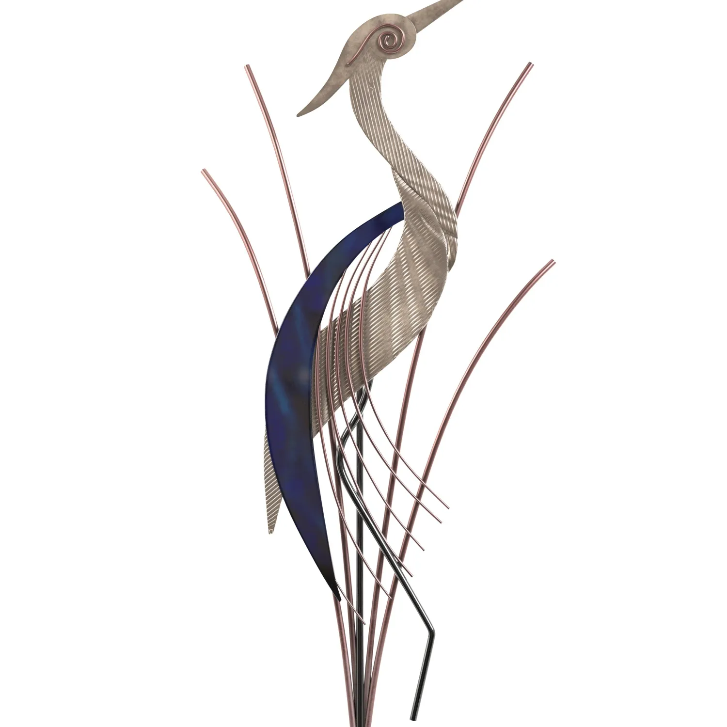 Heron Bird With Head Raised 38 Inch High Metal Wall Art PBR 3D Model_05