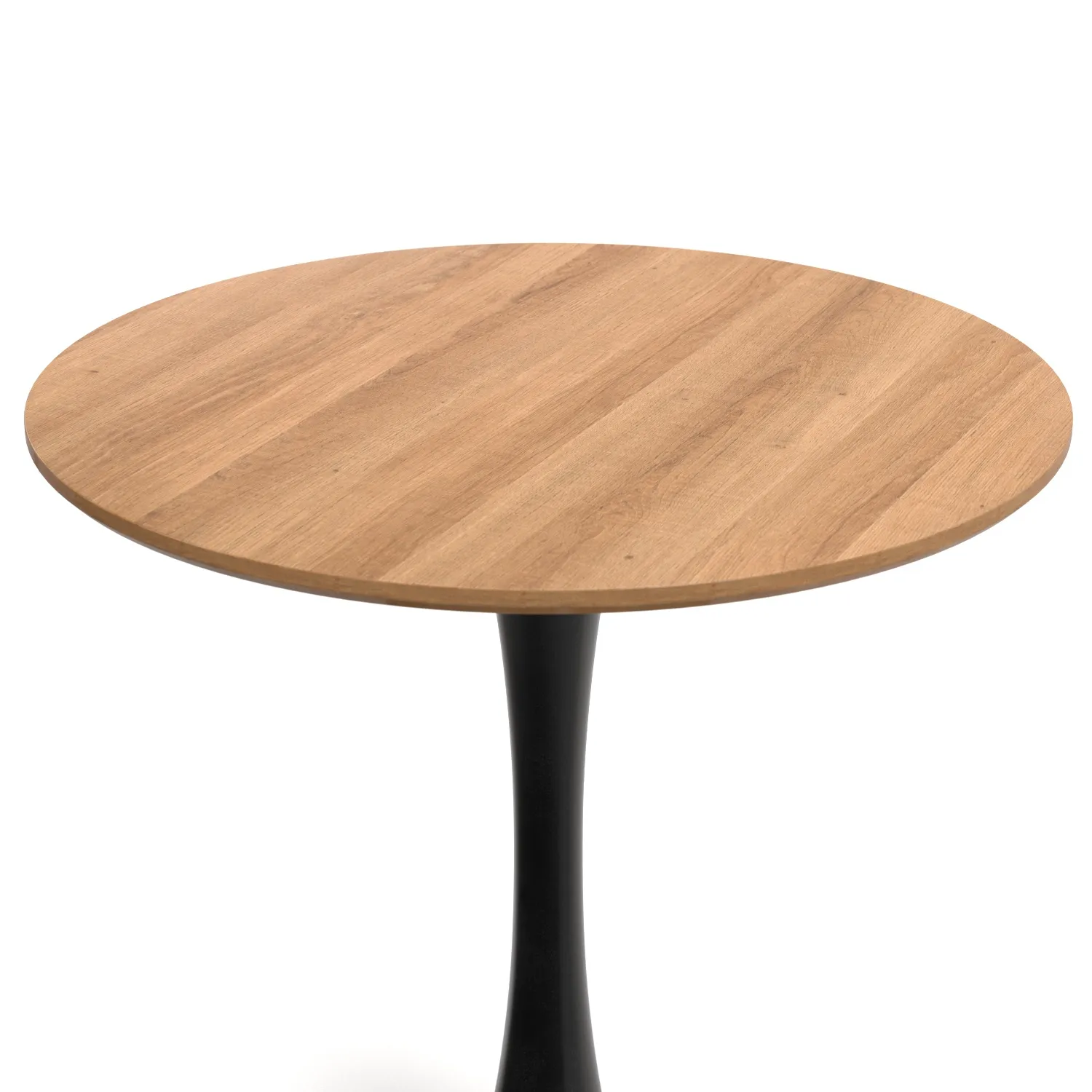Brown Engineered Wood Grain Finish & Black Metal Base Bistro Table PBR 3D Model_05