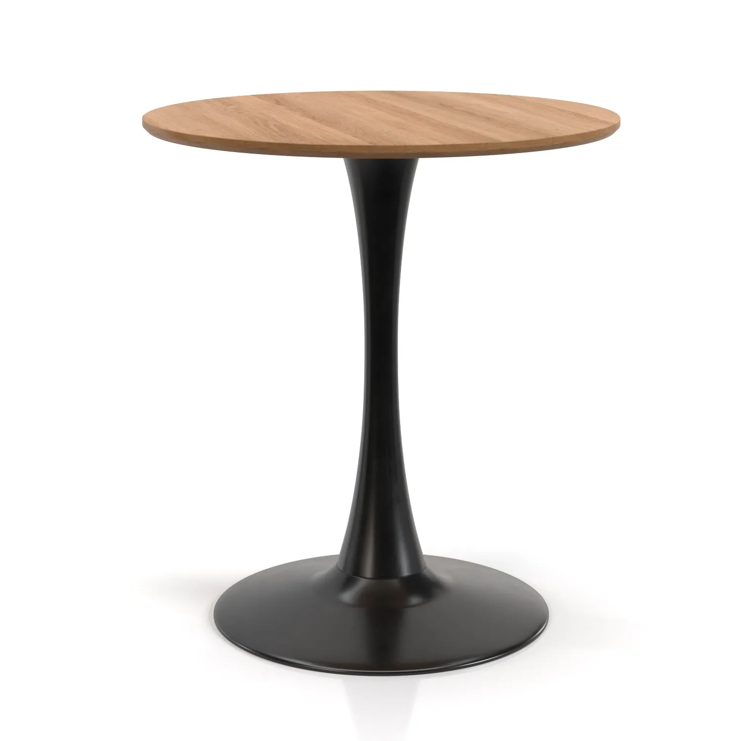 Brown Engineered Wood Grain Finish & Black Metal Base Bistro Table PBR 3D Model_01