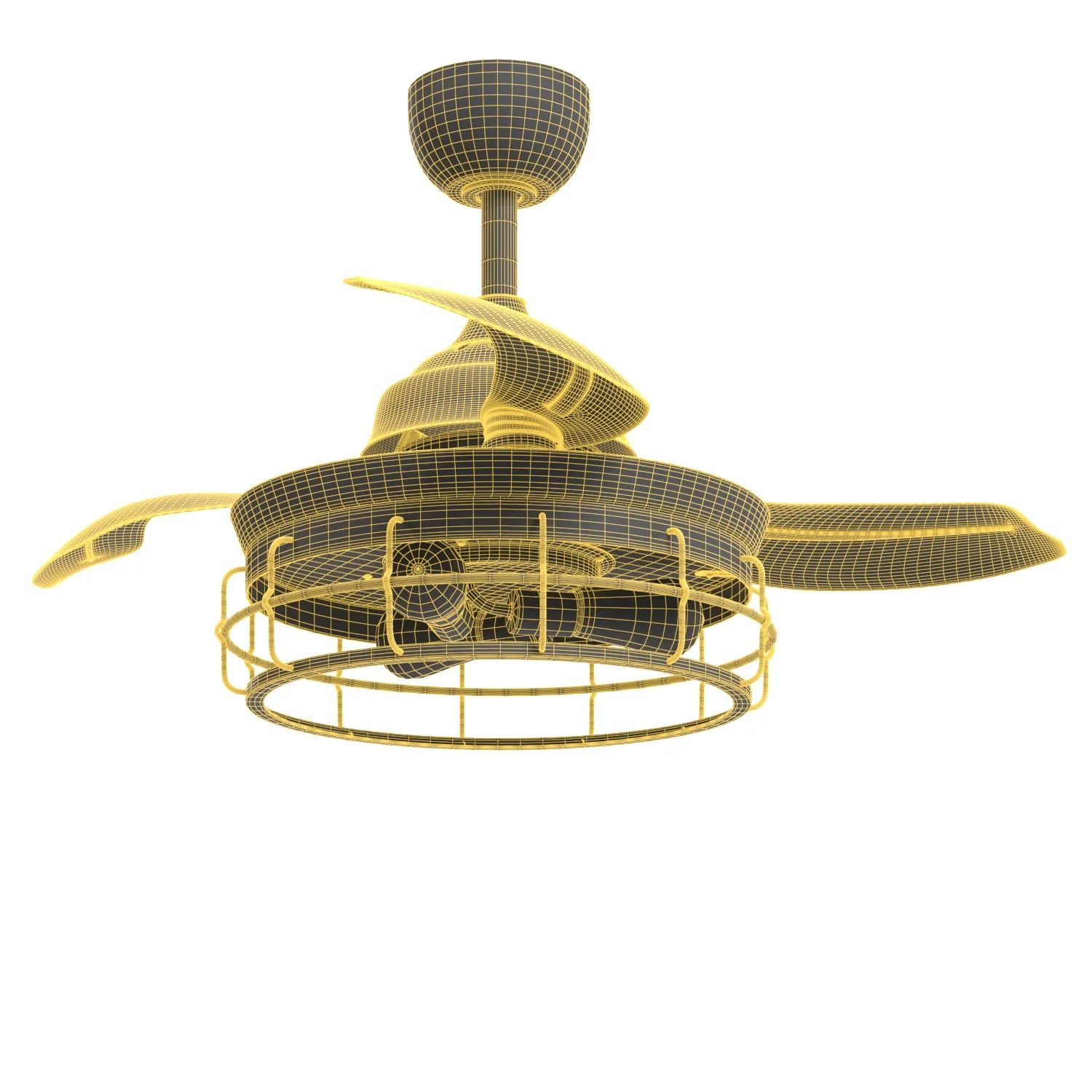 Industrial 36 inch Black 3 blade Ceiling Fan PBR 3D Model_07