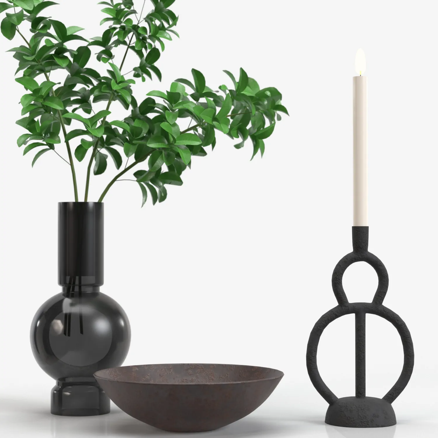 Vera Smoke Glass Bubble Vase With Other PBR 3D Model_05