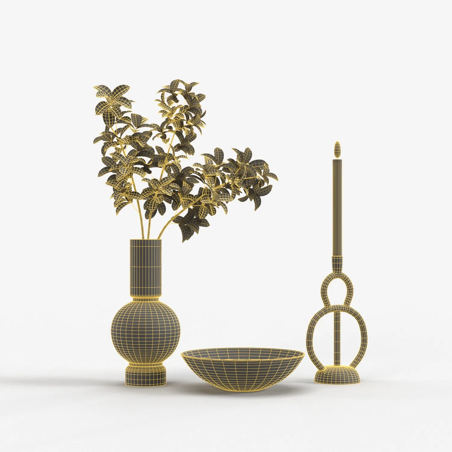 Vera Smoke Glass Bubble Vase With Other PBR 3D Model_07