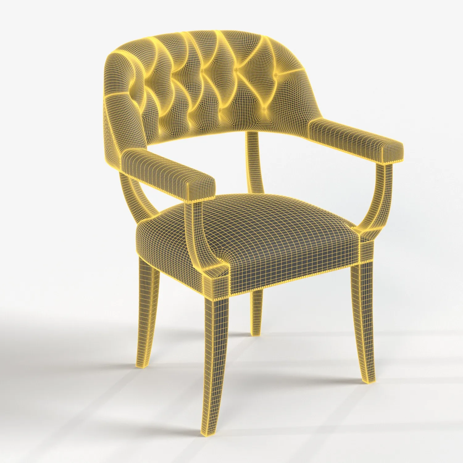 French Mid 20th Century Black Leather Tub Armchair PBR 3D Model_07
