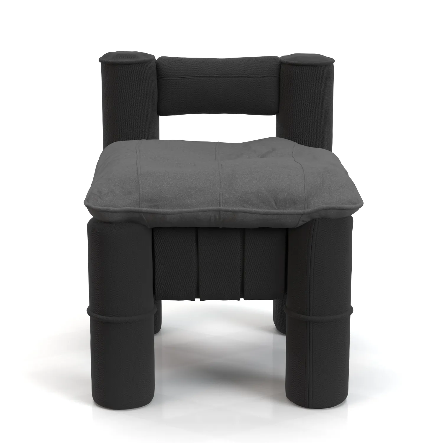 Upholstred Black Jeans Fabric Small Chair PBR 3D Model_04