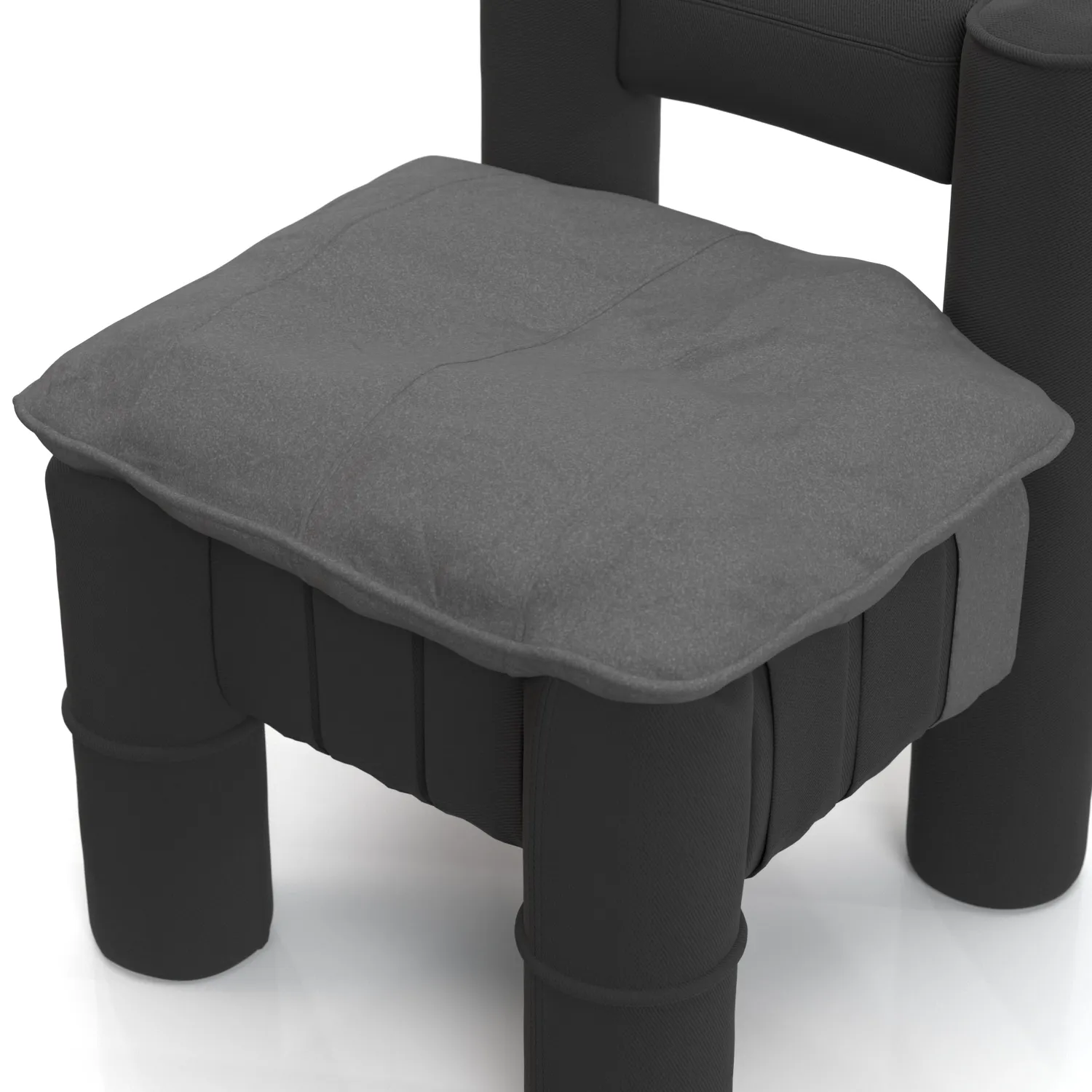 Upholstred Black Jeans Fabric Small Chair PBR 3D Model_05