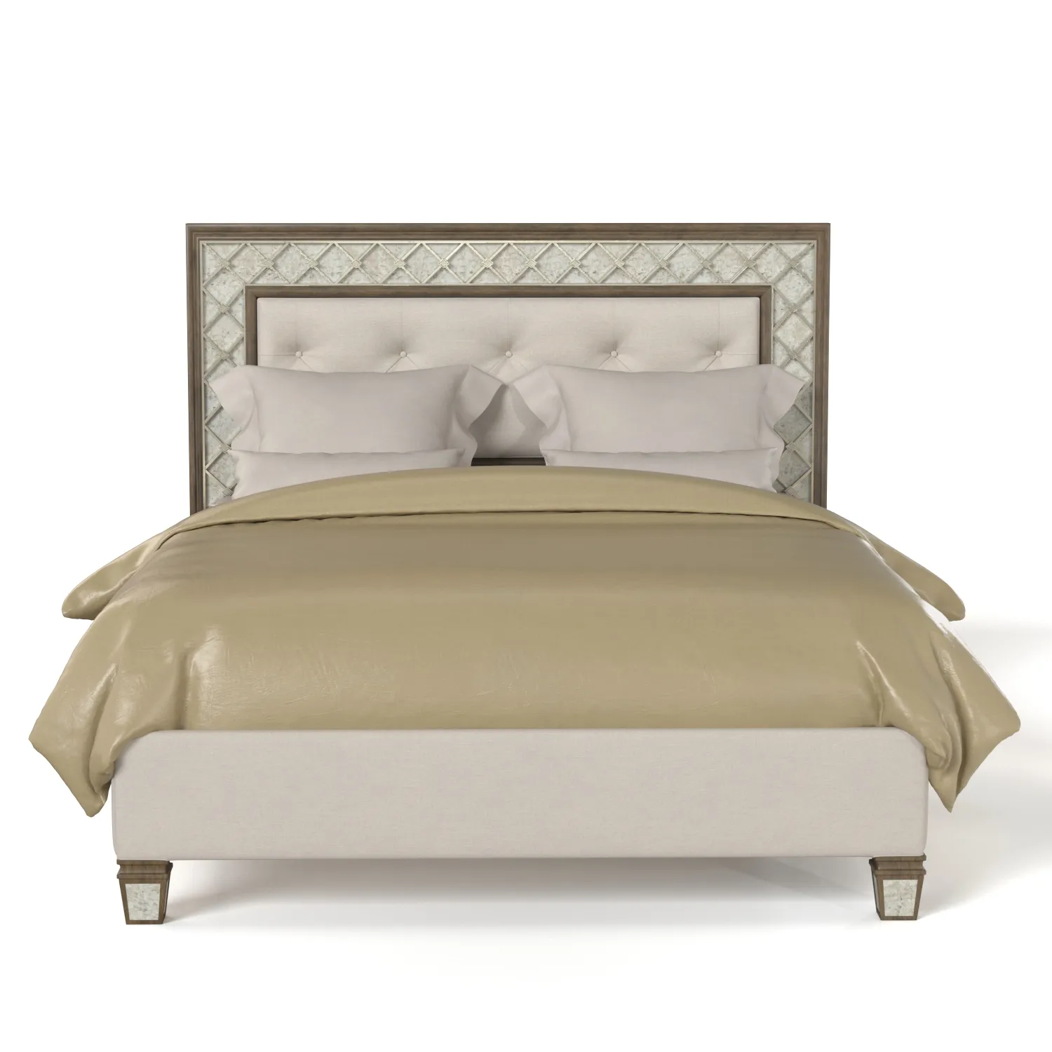 Sanctuary California King Mirrored Upholstered Bed PBR 3D Model_04