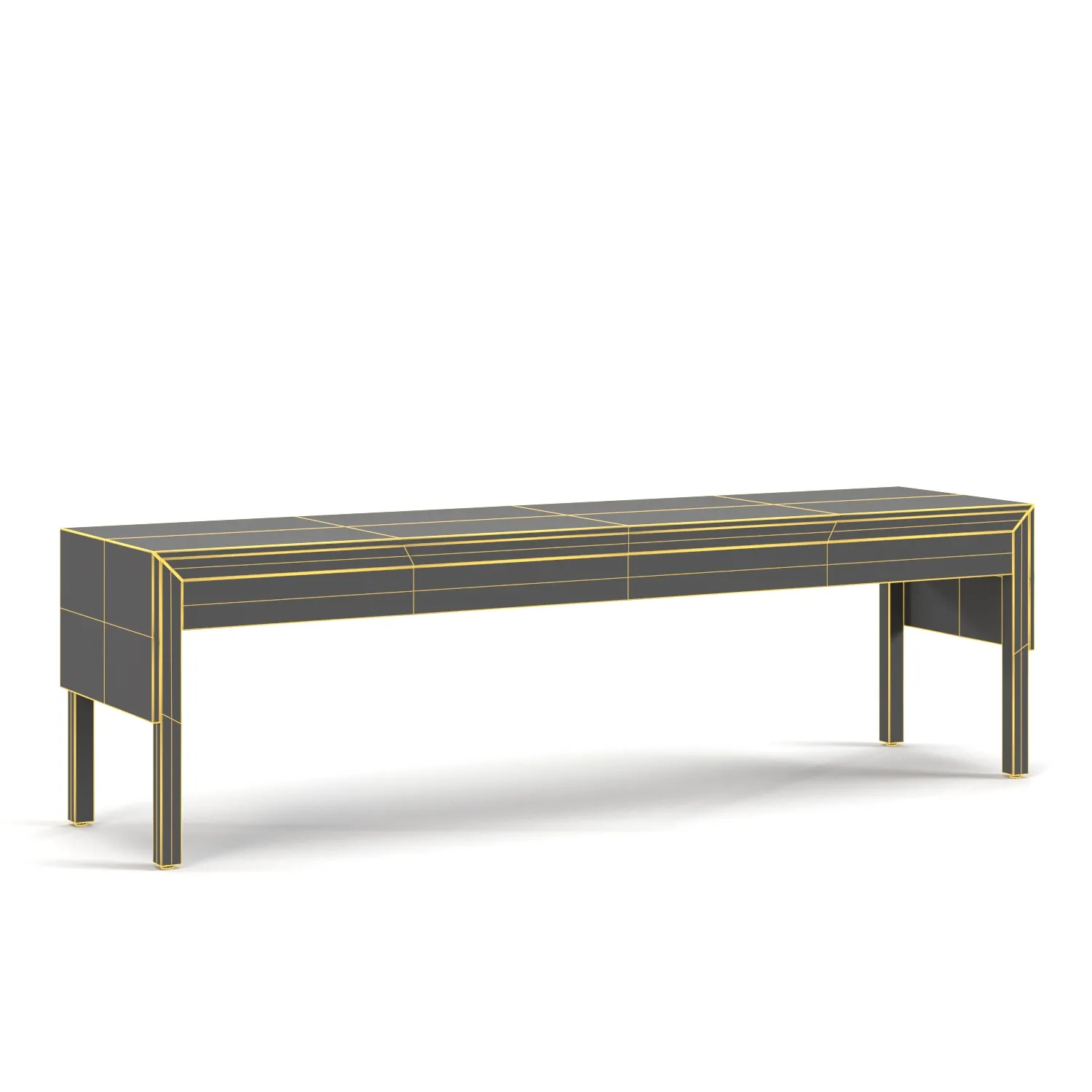 Wood Base Console Table With Top Stone PBR 3D Model_07