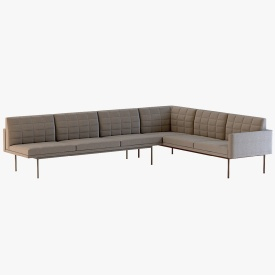 Ultra Detail Upholstered Tuxedo Corner Sectional Sofa 3D Model