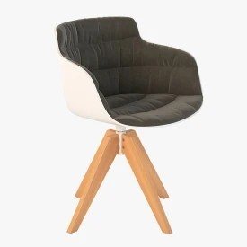 Flow Slim Armchair Padded With 4 Legged 3D Model