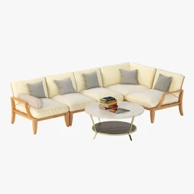 Relais Outdoor Moduler Sofa Set with Coffee Table 3D Model