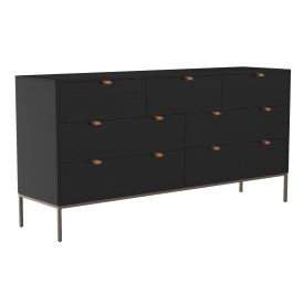 Theodore Modern Classic Black Wood Leather Pull 7 Drawer Dresser 3D Model