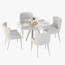 Tonelli Unity Round Glass Dining Table and Chair Set 3D Model