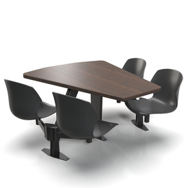 Shield Table with Plastic Bucket Seats PBR 3D Model