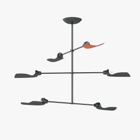 Fin Pendant Chandelier with Bulb 3D Model