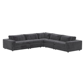 Bloor Charcoal Worn Velvet Contemporary 5 Piece Sectional Sofa 3D Model