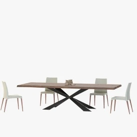 Cattelan Italia Spyder Wood Dining Table and Chair Set 3D Model