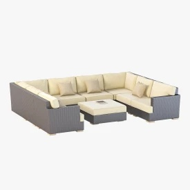 Salina Outdoor U Sectional Modular Sofa Set 3D Model