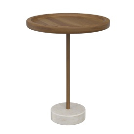 Roya KD Teak Side End Table Marble Base 3D Model