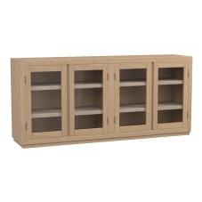 Lemy Rustic Lodge Brown Wood Clear Glass Rectangular 4 Door 3D Model