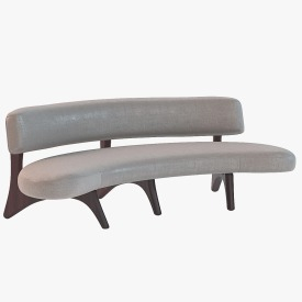 Houzz Floating Curved Walnut Sofa 3D Model