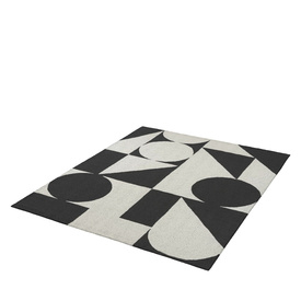 Dave Geometric Handmade Tufted Wool Ivory Black Area Rug PBR 3D Model