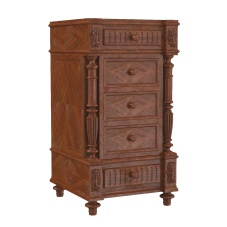 Antique French Walnut Nightstand Bedside Table 3D Model