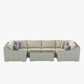 Corsica Outdoor U Wicker Sectional Sofa Set 3D Model